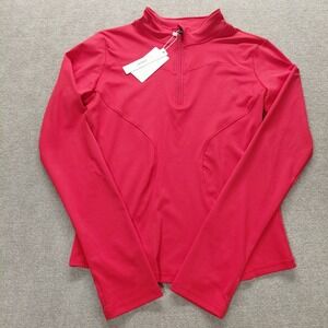 Lemon Womens 1/4 Zip Athletic Fit Pullover Workout Shirt Top Sz LARGE NEW